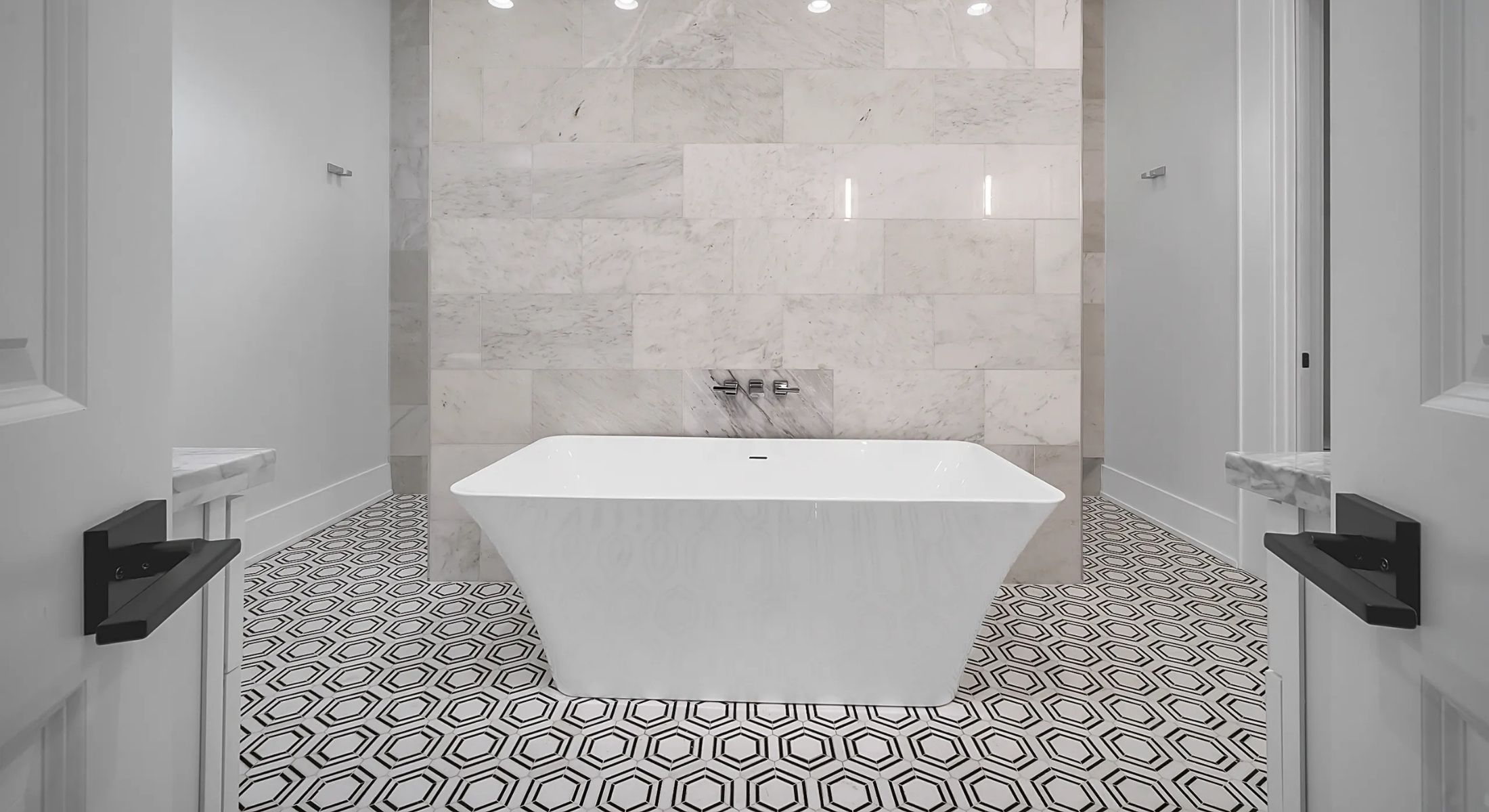 master bathroom with modern bathtub